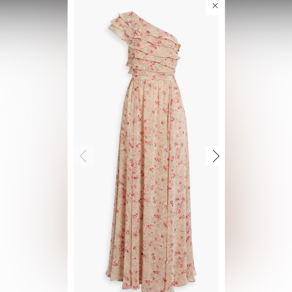 MIKAEL AGHAL
One-shoulder ruffled floral-print chiffon maxi dress